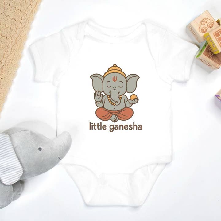 "Little Ganesha" Babybody - Vit för wholesale av Smriti Designs Gift Shop