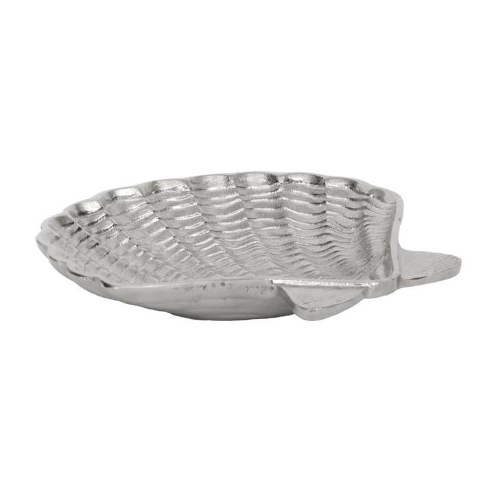 Vatican Homes β wholesale Decorative plate/dish/bowl β Large Calico Scallop Metal Bowl 11x10.5x2 inches