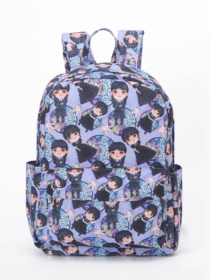 Sac à dos polyvalent violet Cartoon Wednesday pour filles pour la vente par sassy kids palace