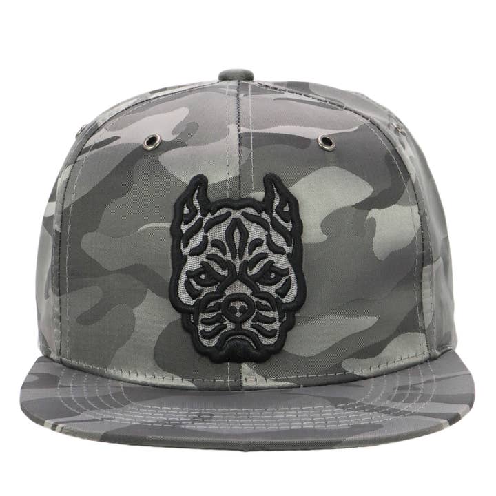 Cap Zone - Wholesale Flat Brim Cap - Unisex - Pitbull Dog Nylon Camo Flat Bill Snapback4