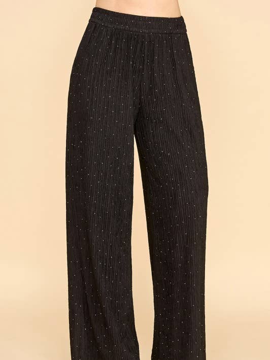 HKG07 RHINESTONE CRINKLE LOUNGEWEAR PANTS for wholesale by MIO WHOLESALE
