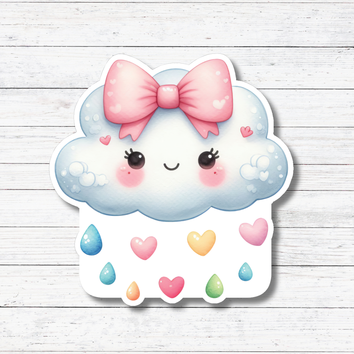 Oily Graphic Creations - Wholesale Sticker - Pink Bow Cloud- Storm Sticker/Magnet1