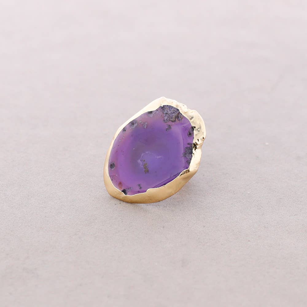 Sonata - Vente Bijoux à boutons pression - Bague Bronze Pierre Irrégulière2