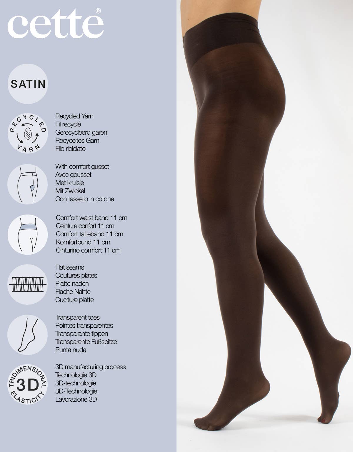 Cette – wholesale Tights - Dam – Ogenomskinliga strumpbyxor, Återvunna Strumpbyxor, Kvinnor Nylons, 70 DEN1