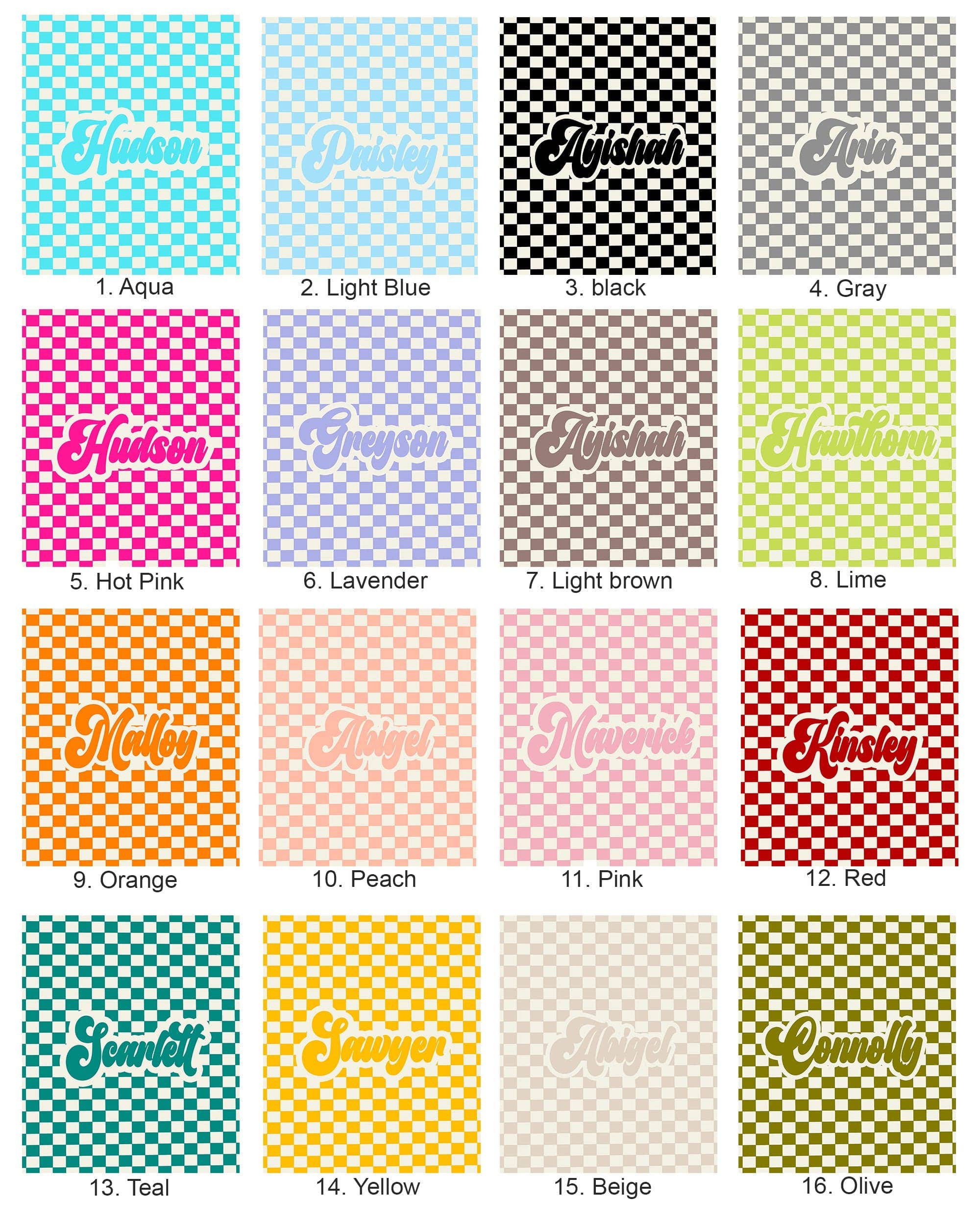 Monogramonline Inc. – wholesale Throw blanket – Retro Checkers name blanket - Available in 16 colors - Personalized with a name - the perfect gift7