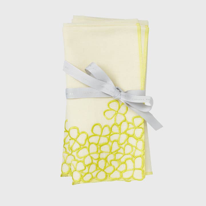 Hydrangea dinner napkins, citrus, set of two for wholesale by Joanna Buchanan