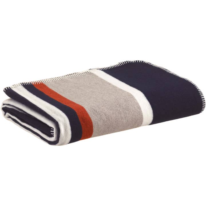 Plaid jacquard riciclato Gioia Marine 140 x 185 per la vendita all'ingrosso da parte di Maison Vivaraise & La Cerise sur le Gâteau