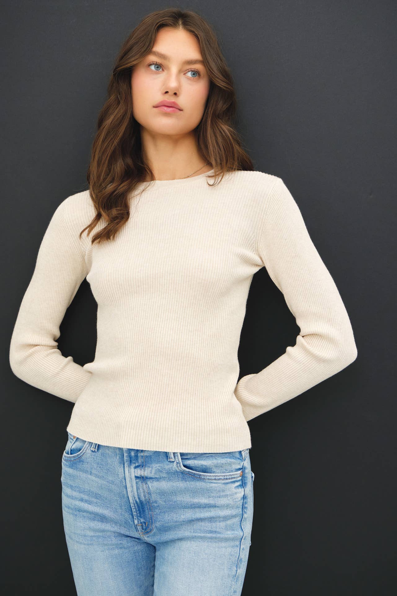 Be Cool - Wholesale Knit Sweater - Women's - CLASSIC CREWNECK LONG SLEEVE RIB SWEATER 24