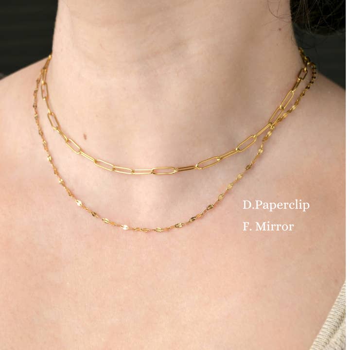 Blueyejewelry - Wholesale Link & Chain Necklace - Dainty Gold Necklaces - 18k Gold PVD Plated Chains
