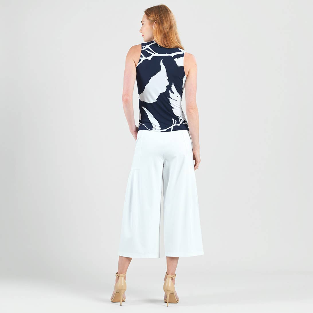 Navy White T49P29 - Sleeveless V-Neck Center Front Tie Top for wholesale on Faire10