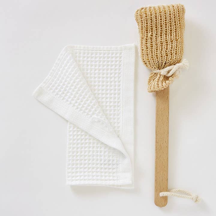 Hand towel honeycomb 30x30 cm Bain de minuit white for wholesale by Sylvie Thiriez