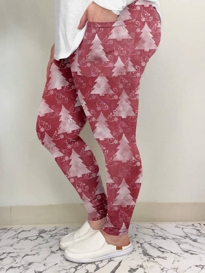 Red Tree Leggings w/ Pockets for wholesale by TL Clothing