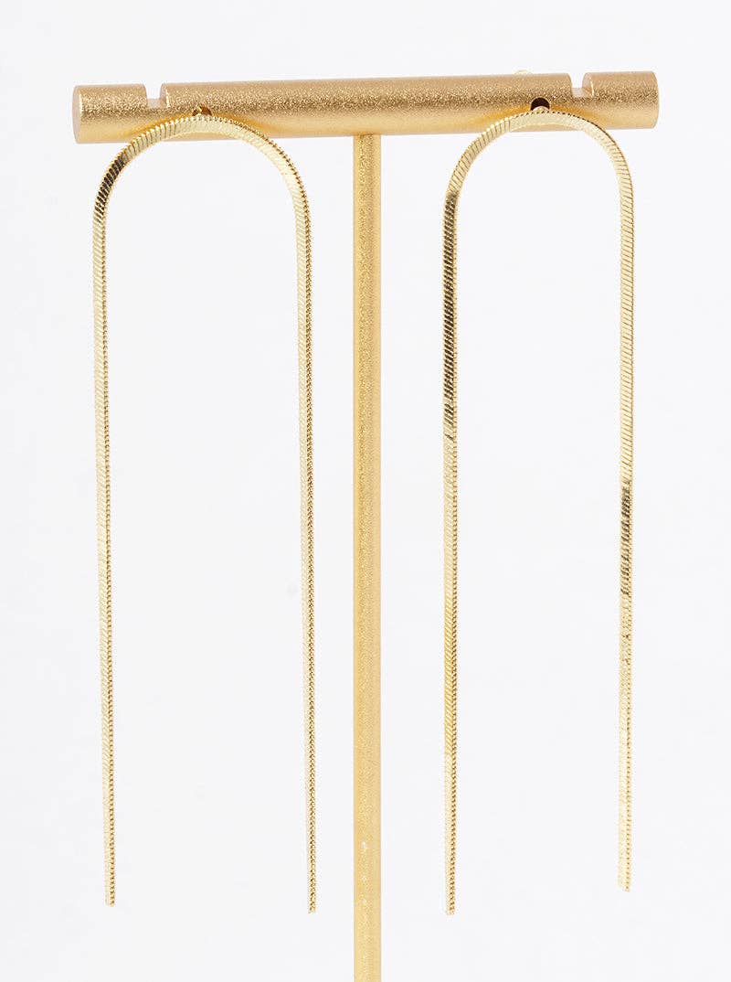 Wild Honey - Wholesale Dangle Earrings - White Gold Dipped Long Linear Chain Drop Delicate Earrings3