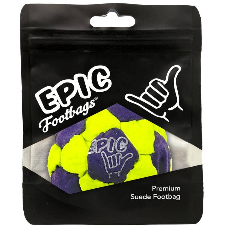 32 Panel Premium Suede Footbag, Radioactive for wholesale by Epic Footbags
