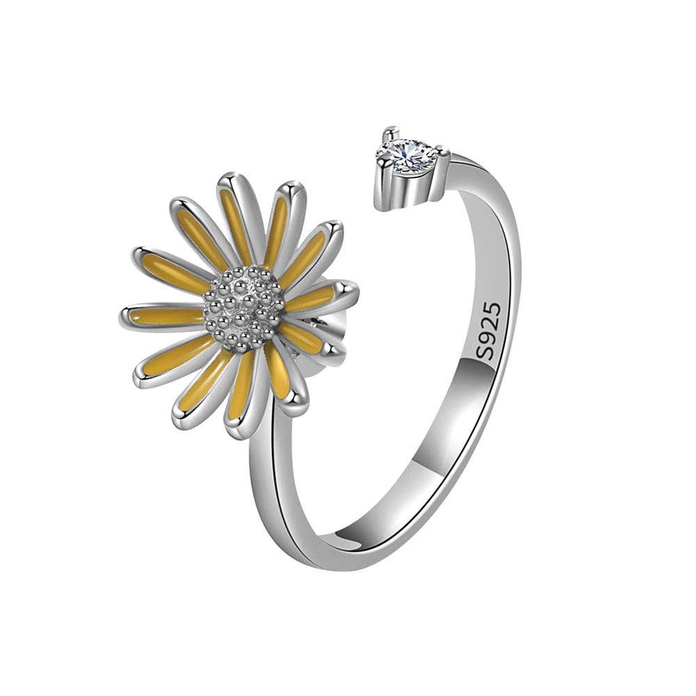 Katinki - Wholesale Multi-Stone Ring - Daisy Flower Adjustable Open Ring3