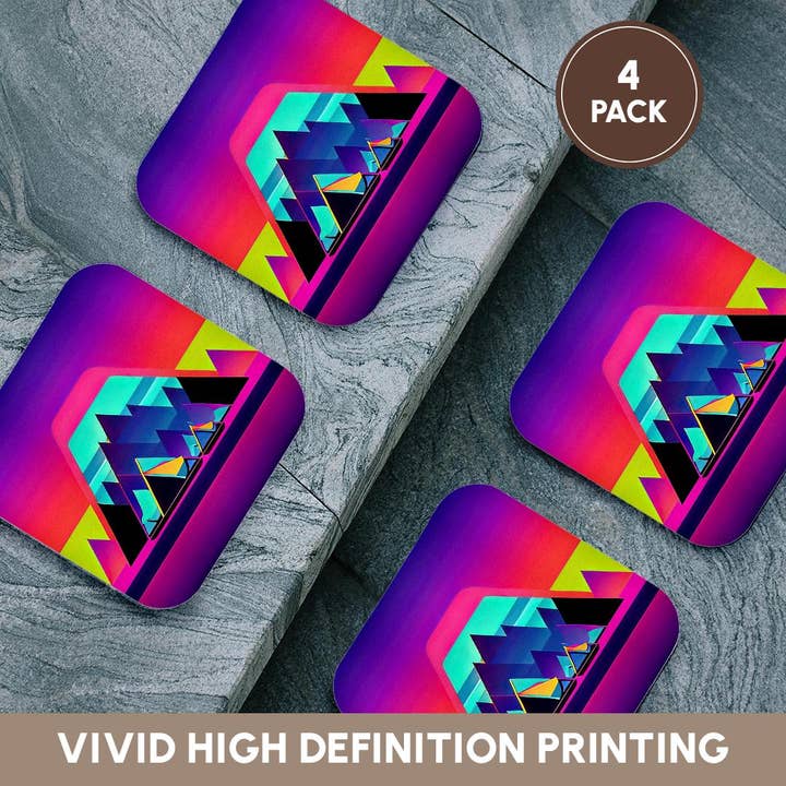 3dRose - Vente Sous-verre - 3dRose, Art abstrait cool de tentes colorées, montagnes. Cadeau pour campeur heureux, Dessous de verre12