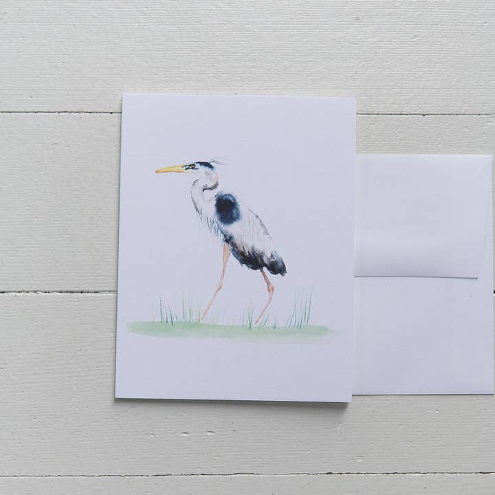 Great Blue Heron Aquarel Notitiekaart (enkele kaart) voor wholesale door Finding Silver Pennies