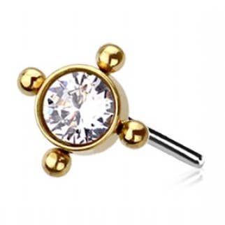 IMPLANT GRADE TITANIUM THREADLES PUSH IN CZ GEM 4 CLUSTER for wholesale by CRAVE