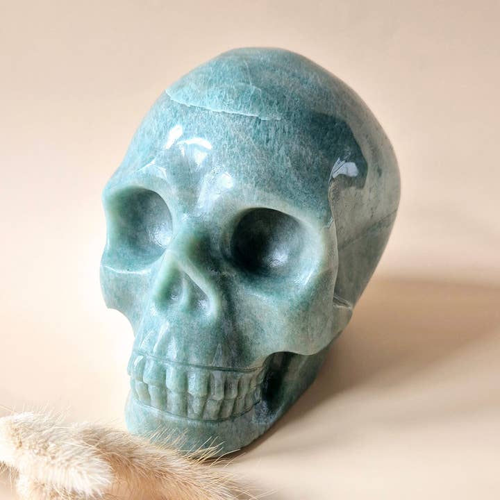 Crâne en pierre précieuse XXL Amazonite - Crâne de 2781 grammes pour la vente par Moonlight Gemstones