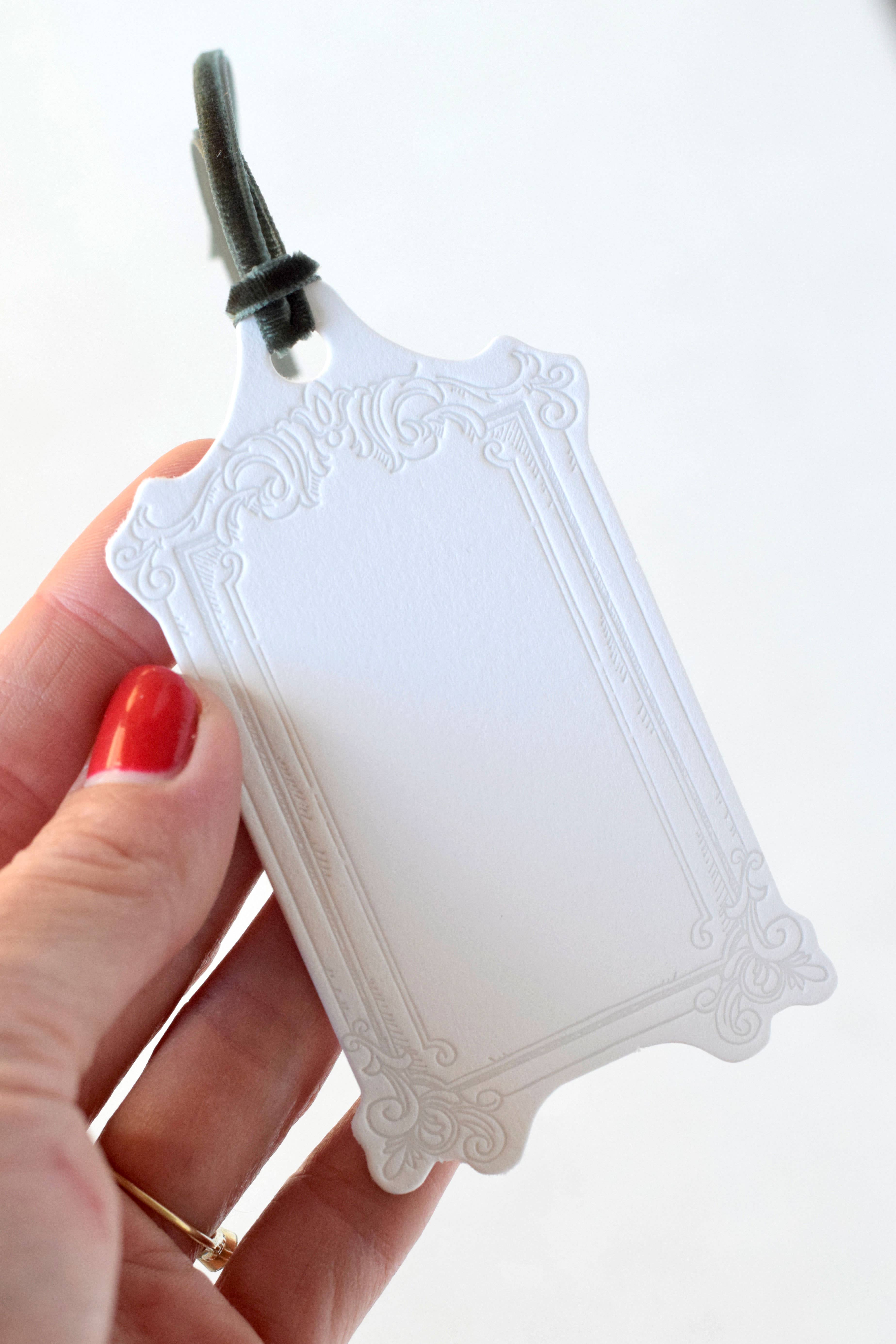 Michelle Renee Co. - Wholesale Gift Tag - Rectangle Letterpress Gift Tags | Baroque Vintage Crest3
