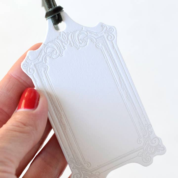 Michelle Renee Co. - Wholesale Gift Tag - Rectangle Letterpress Gift Tags | Baroque Vintage Crest3