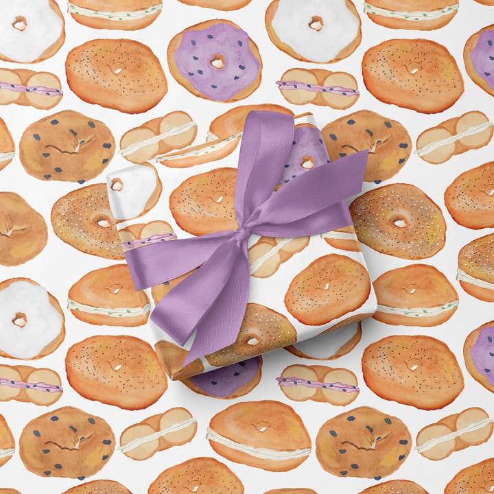 Gert & Co - Wholesale Wrapping paper roll - Bagels Gift Wrap | Bagels and Cream Cheese Wrapping Paper2