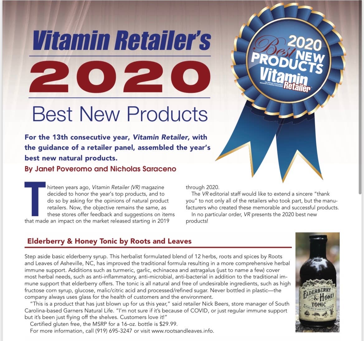 Roots And Leaves - Wholesale Oral Supplement/Vitamin - Elderberry & Honey Tonic, 16 oz4