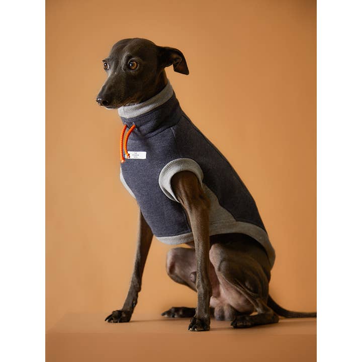 The Striped Dog – wholesale Pet jumper – Dog – Italian Greyhound / Whippet Dark Grey Turtleneck Vest SOPHIE