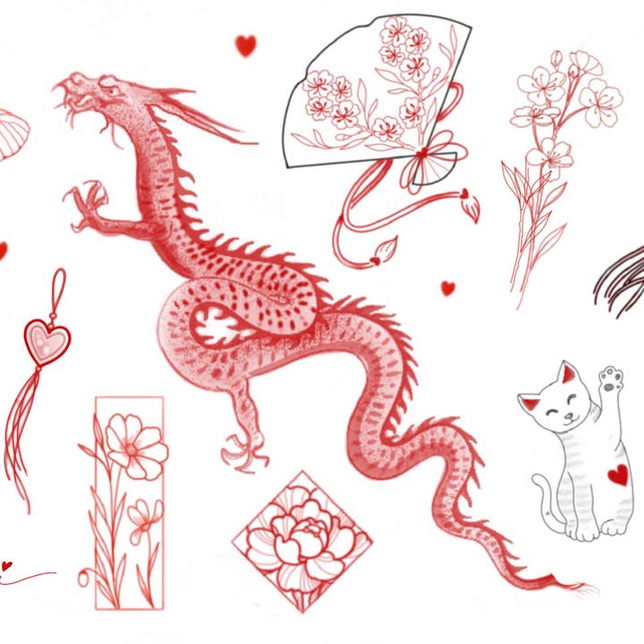 Parure de tatouages éphémères Voyage au Japon for wholesale by Sioou