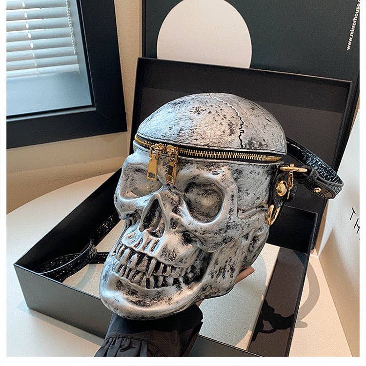 MB Fashion Wholesale - Wholesale Crossbody Bag - Women's - EVERY FASHION 3D Skull Crossbody Bag with Glossy Finish and Dual Zipper Closure12