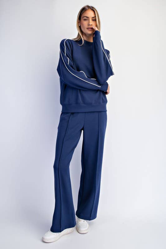 Sunday Morning - Vendita all'ingrosso Felpa - Donna - T540037-Top a Collo Alto in Modal Scuba con Due Righe a Contrasto10