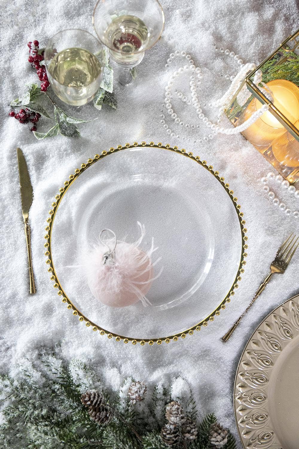 A&B Home Group Inc. - Wholesale Decorative plate/dish/bowl - D13" Gilded Frost Plastic Charger