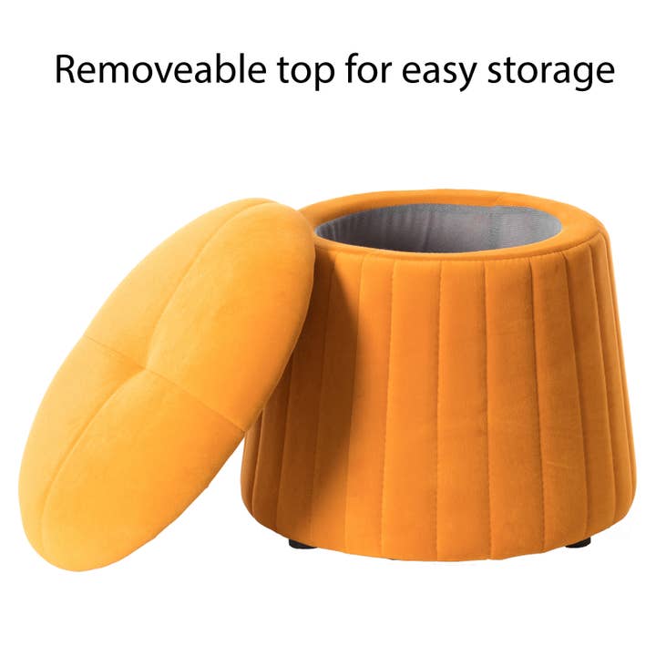 Quickway Imports - Wholesale Ottoman - Tufted Velvet Mushroom Shape Storage Ottoman Stool Trunk