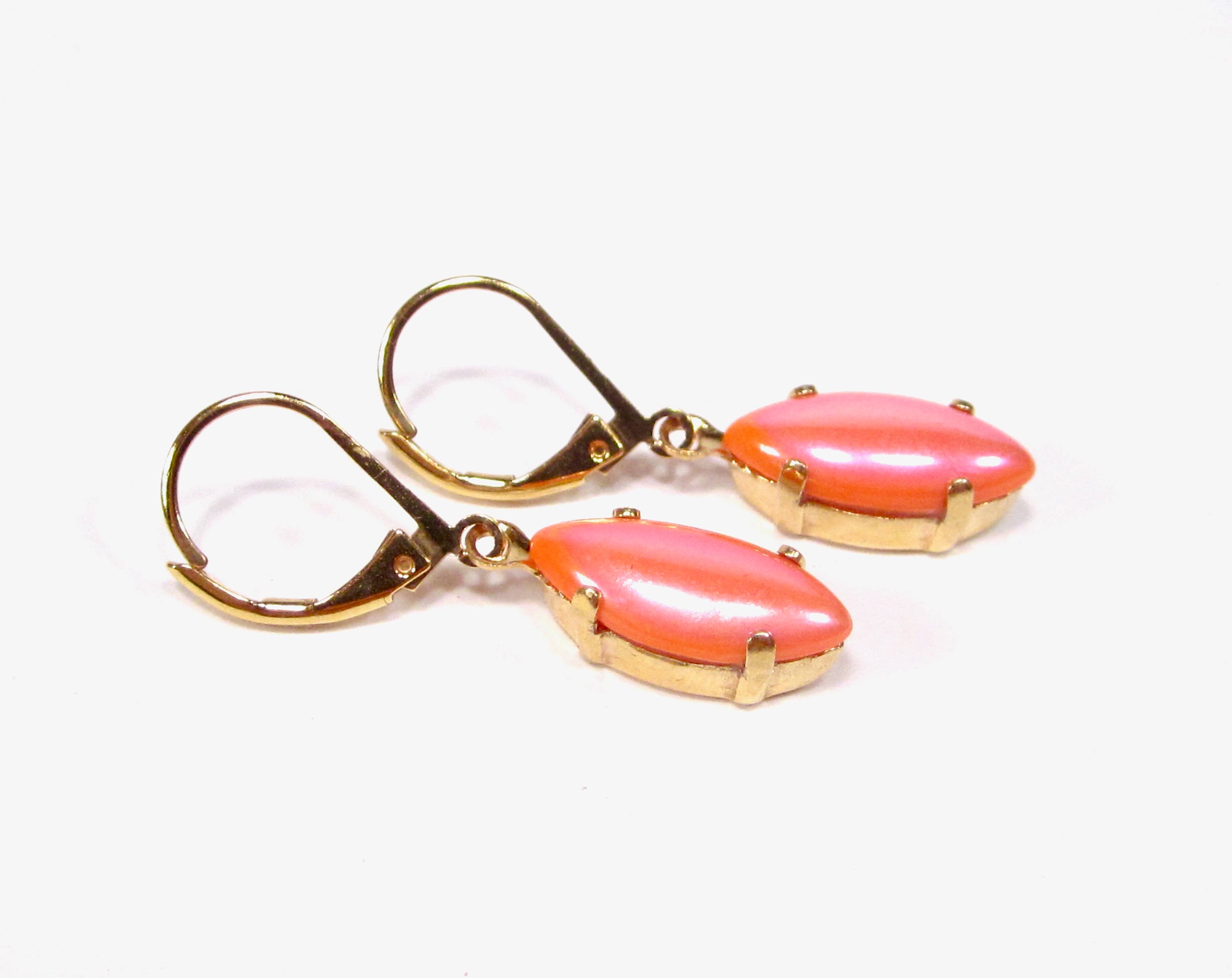 SoHo Schmuckmanufaktur – Engroshandel Hængeøreringe og creoløreringe – Særlige guld orange vintage bohemia ørehængere navette1