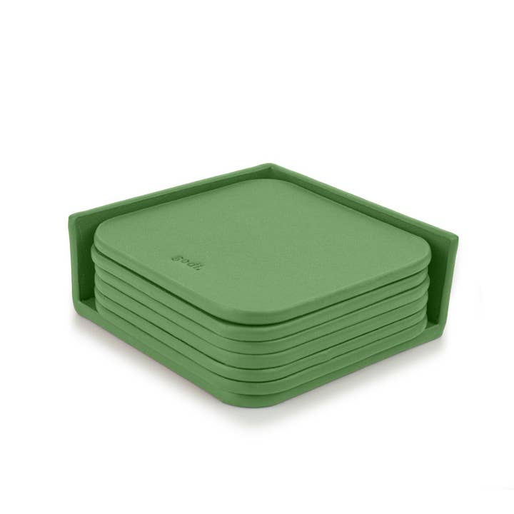 Sea Green Small Leather Coasters Set for wholesale by godi.