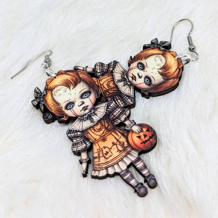Creepy Halloween Doll Earrings 2 for wholesale by Iamsonotcool