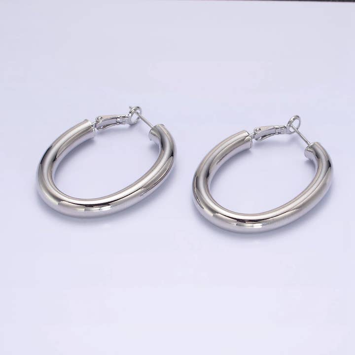 Aim Eternal - Wholesale Hoop Earrings - 14K Gold Filled 45mm Chubby Oblong Hinge Hoop Earrings