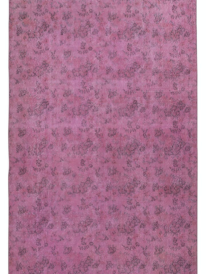 Alfombra de área turca floral de lana anudada a mano de 6.2x9.6 pies en rosa para venta al por mayor de Rug Specialist LLC.