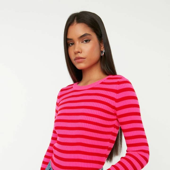 Basic Striped Knit Sweater for wholesale by WOVCOR
