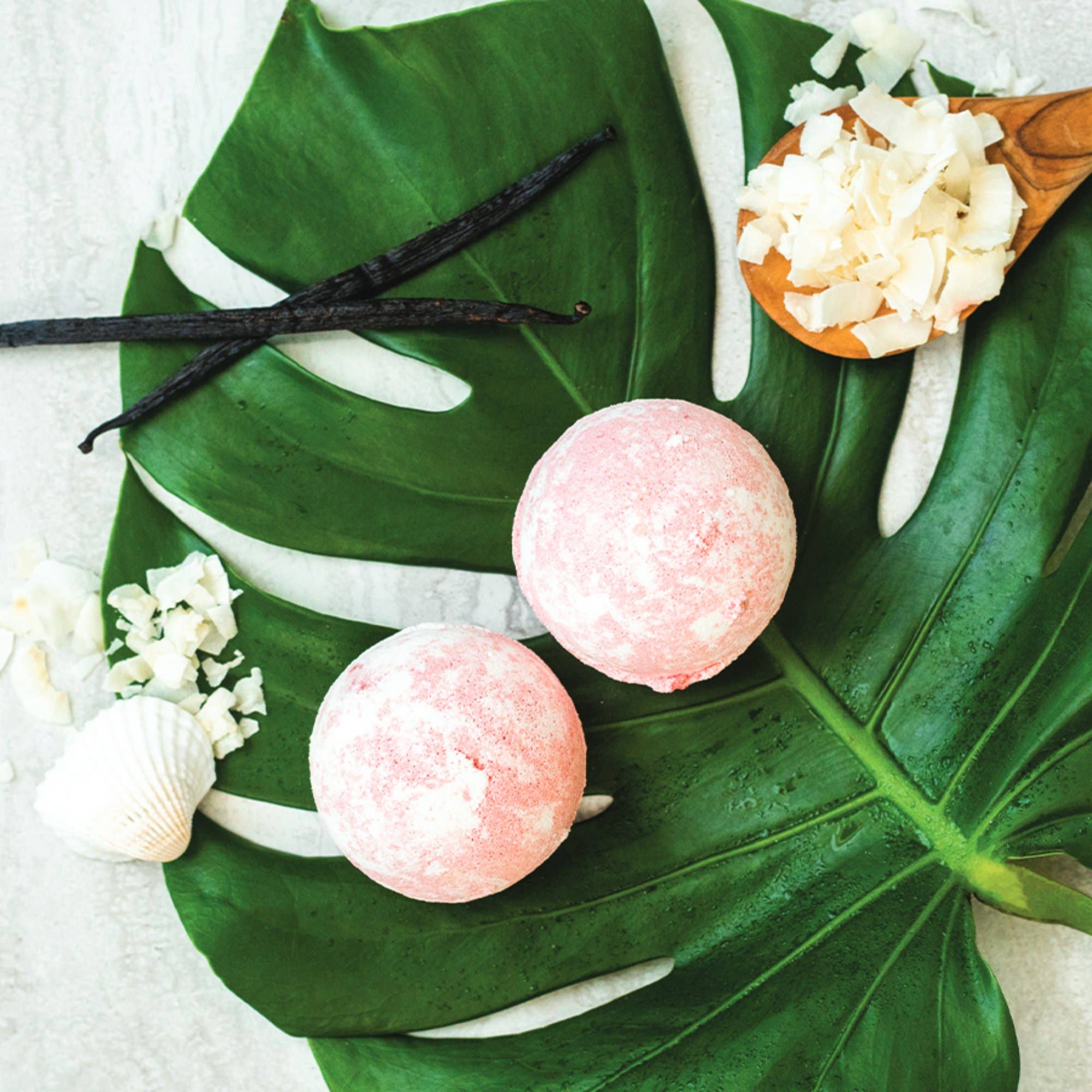 Naples Soap Company | Clean Beauty, Natural Bath & Body - Wholesale Bath Bomb/Fizz - Sunkissed Bath Bomb  – Warm Coconut & Raspberry2