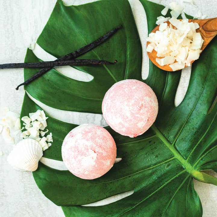 Naples Soap Company | Clean Beauty, Natural Bath & Body - Wholesale Bath Bomb/Fizz - Sunkissed Bath Bomb – Warm Coconut & Raspberry2