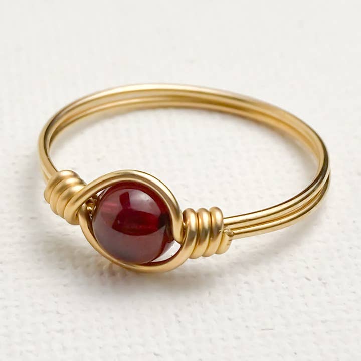 January Birthstone Ring in Genuine Garnet for wholesale by Isabella Jolie Jewelry