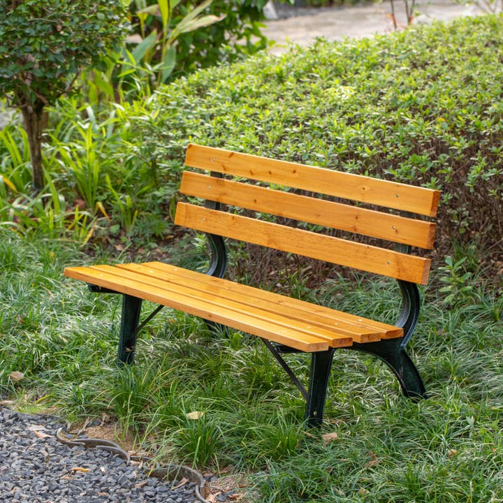 Quickway Imports - Wholesale Bench - Park Bench with Wooden Slats Seat and Backrest for 2 Persons5