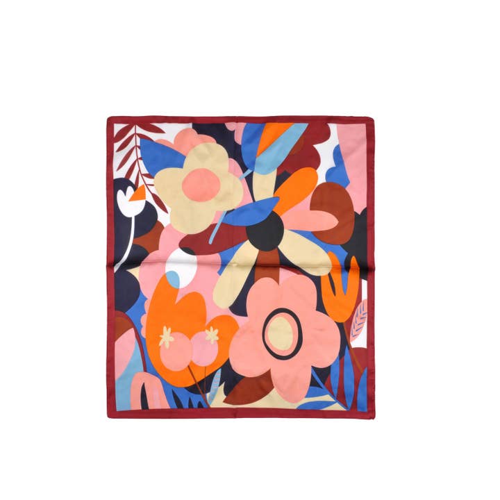 Collections by Fame Accessories - Wholesale Scarf - Women's - Abstract Flower Print Square Scarf