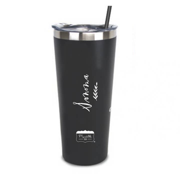 Mercantile 12 - Wholesale Insulated Mug/Tumbler - Sonoma Calligraphy Map Stainless Steel Tumbler