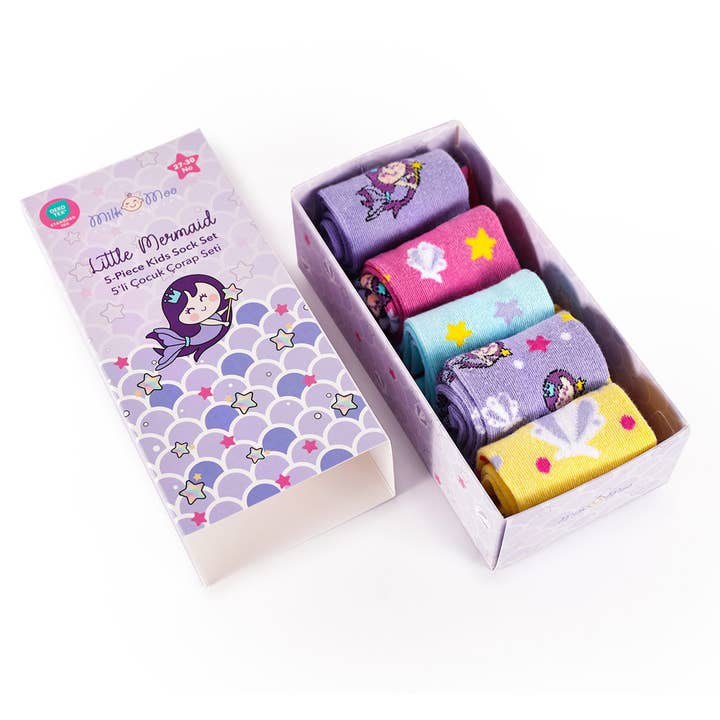 Calcetines para niños Milk&Moo Little Mermaid – Pack de 5, Talla 27-30 para venta al por mayor de Biggbrands