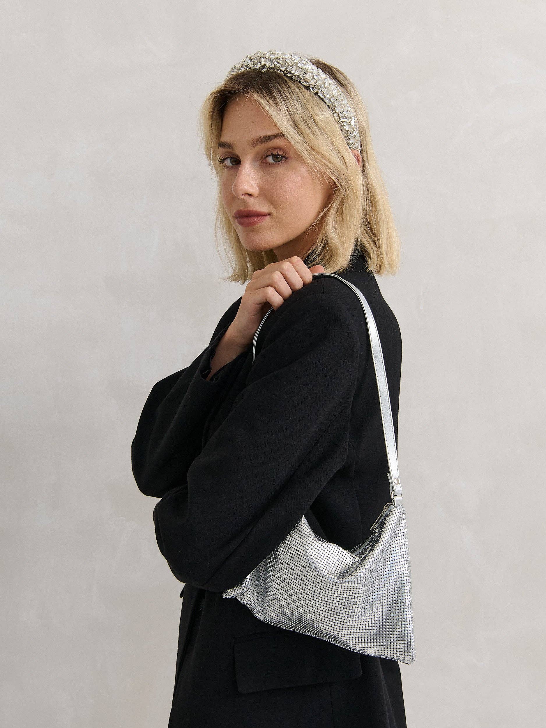 Angels Whisper Accessories - Wholesale Crossbody Bag - Women's - Stella Glomesh Party Bag in Silver1