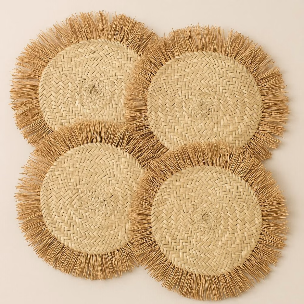 High crafty – wholesale Placemat – Handmade Raffia Round Tassel Placemats with Fringes – 40 cm 2