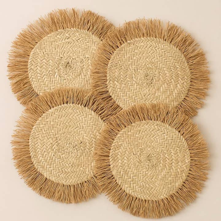 High crafty – wholesale Placemat – Handmade Raffia Round Tassel Placemats with Fringes – 40 cm 2