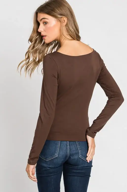 Final Touch - Wholesale Knit Top - Women's - Double Layered Square Neck Basic Top - T1710935